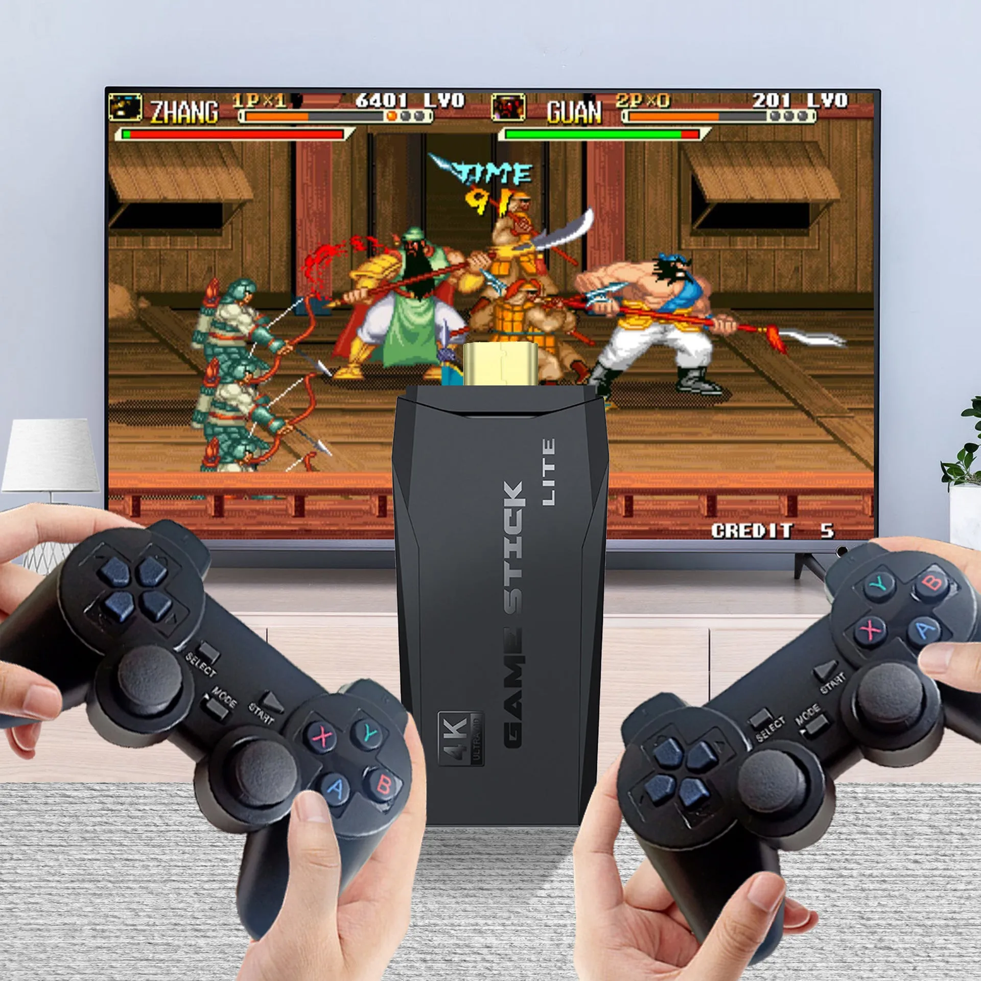 (M8 32G Built-in 10000 Games) 4K Wireless Retro HDMI Video Game Console with Dual Controllers - Supports Multiple Emulators
