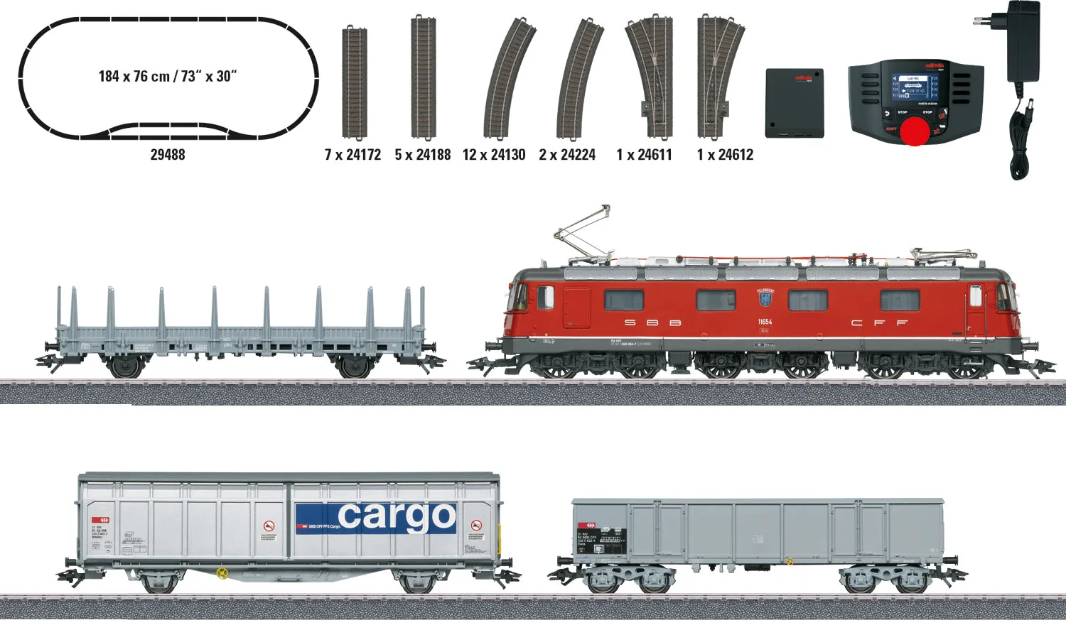 Marklin HO 29488 Digital starter 'Swiss freight train with Re 620'