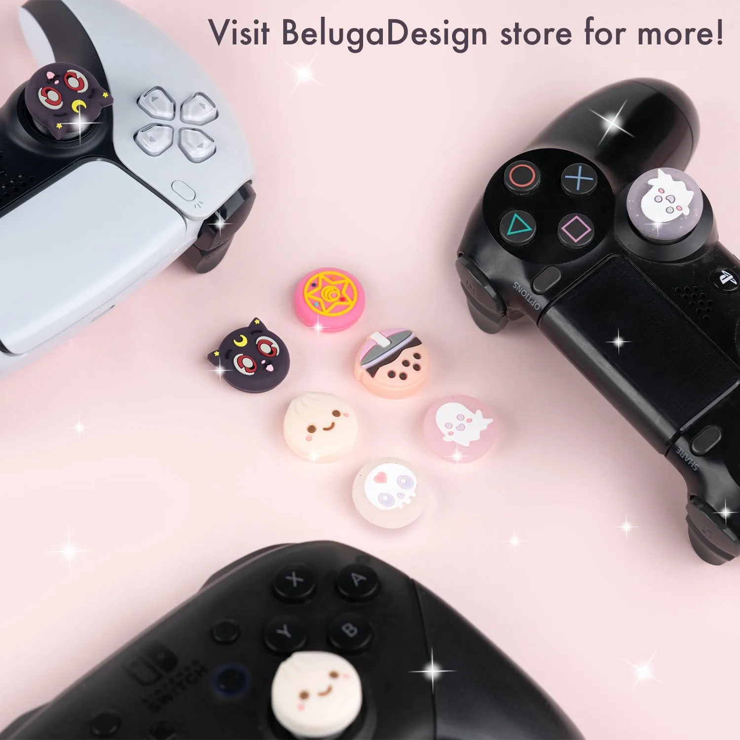 Moon Anime Luna Thumb Grips for PS5 PS4 Xbox Pro Controller