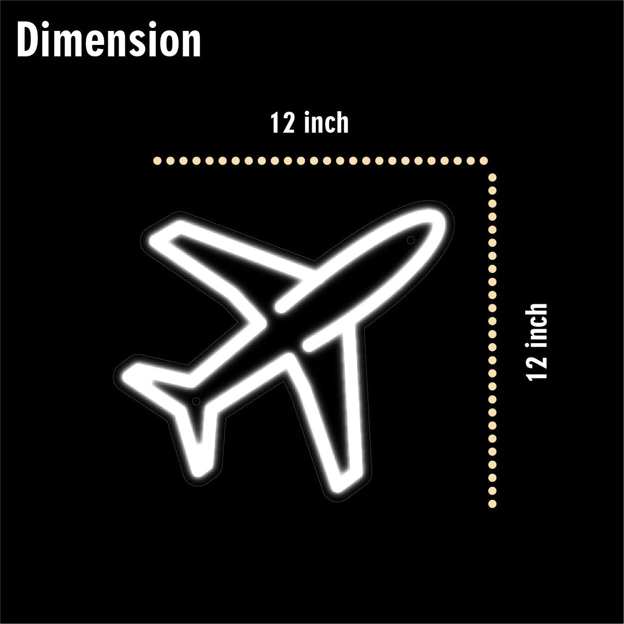 Neon Light Strip Wall Aeroplane Sign for Bedroom Kidsroom Party Hall Office LED Art Indoor Home Decor L X H 12 X 12 Inches