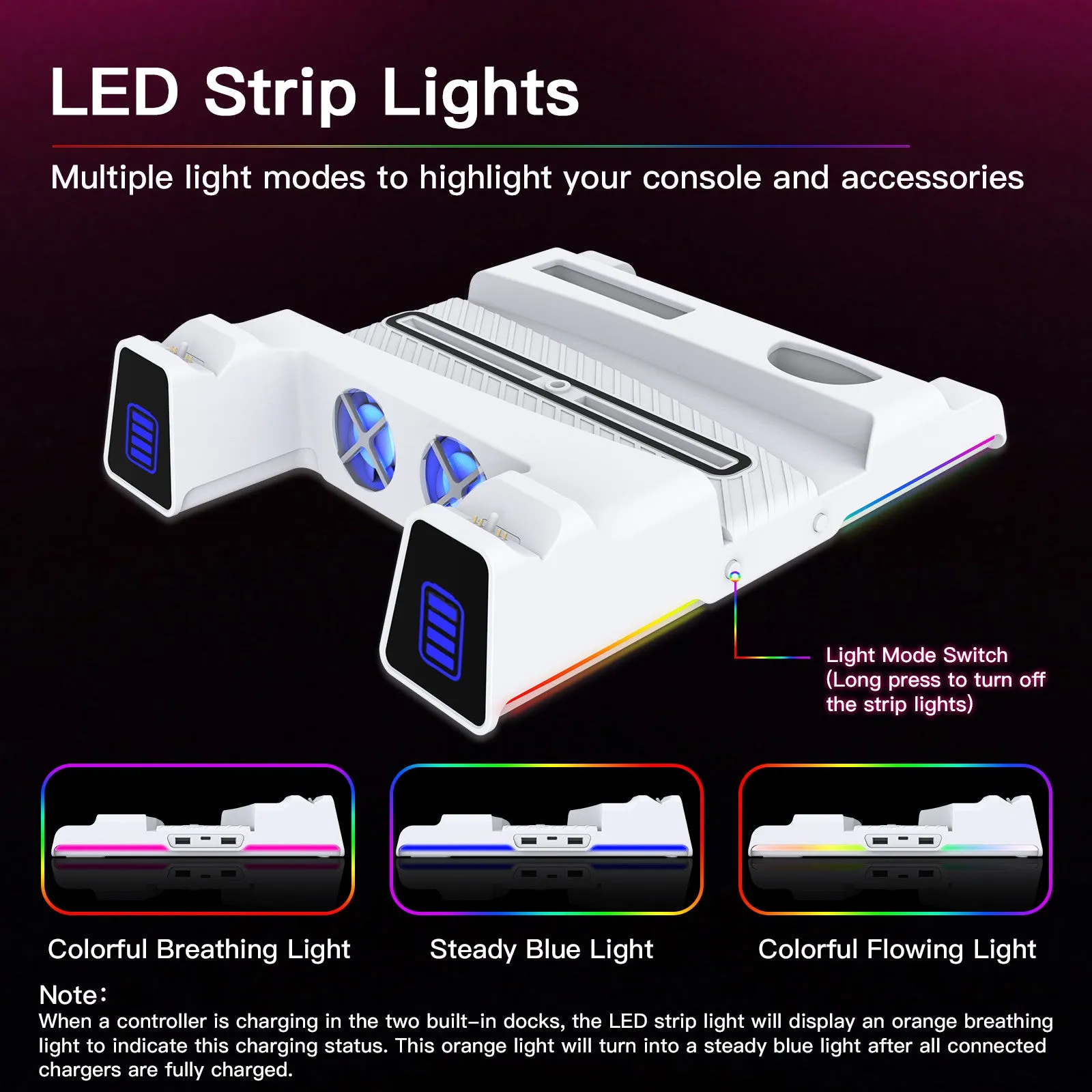 NexiGo PS5 Cooling Stand with RGB Strip Lights
