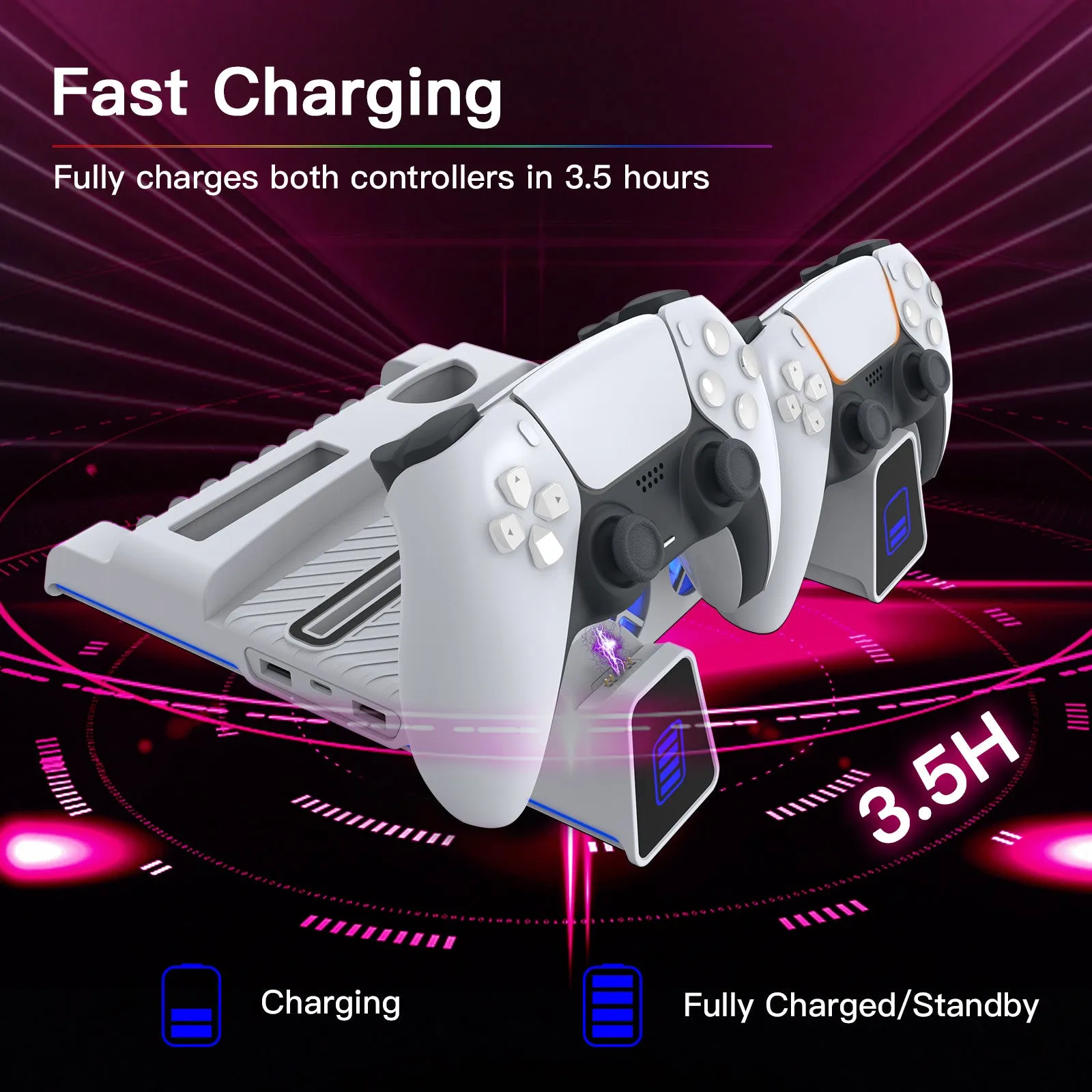 NexiGo PS5 Cooling Stand with RGB Strip Lights