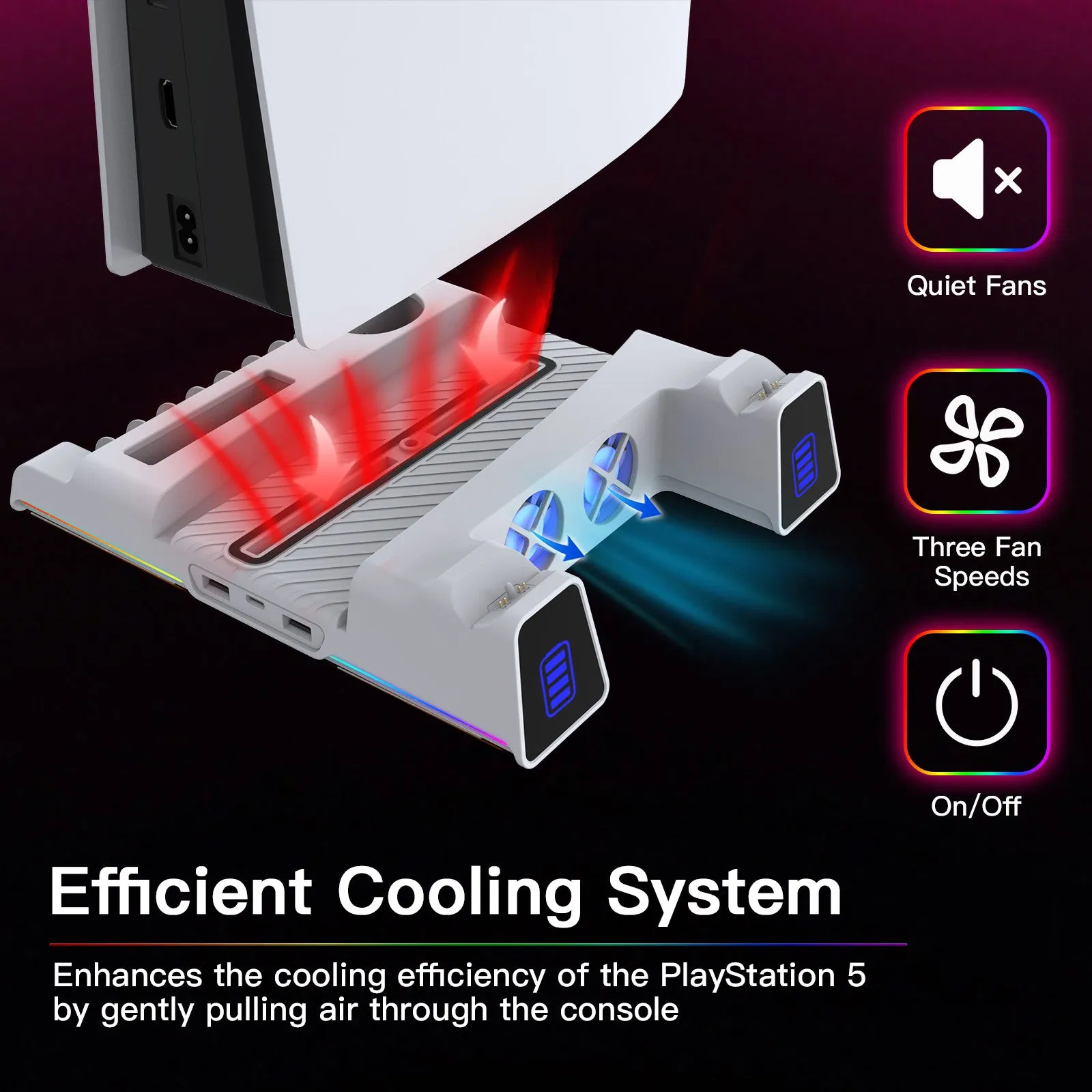 NexiGo PS5 Cooling Stand with RGB Strip Lights