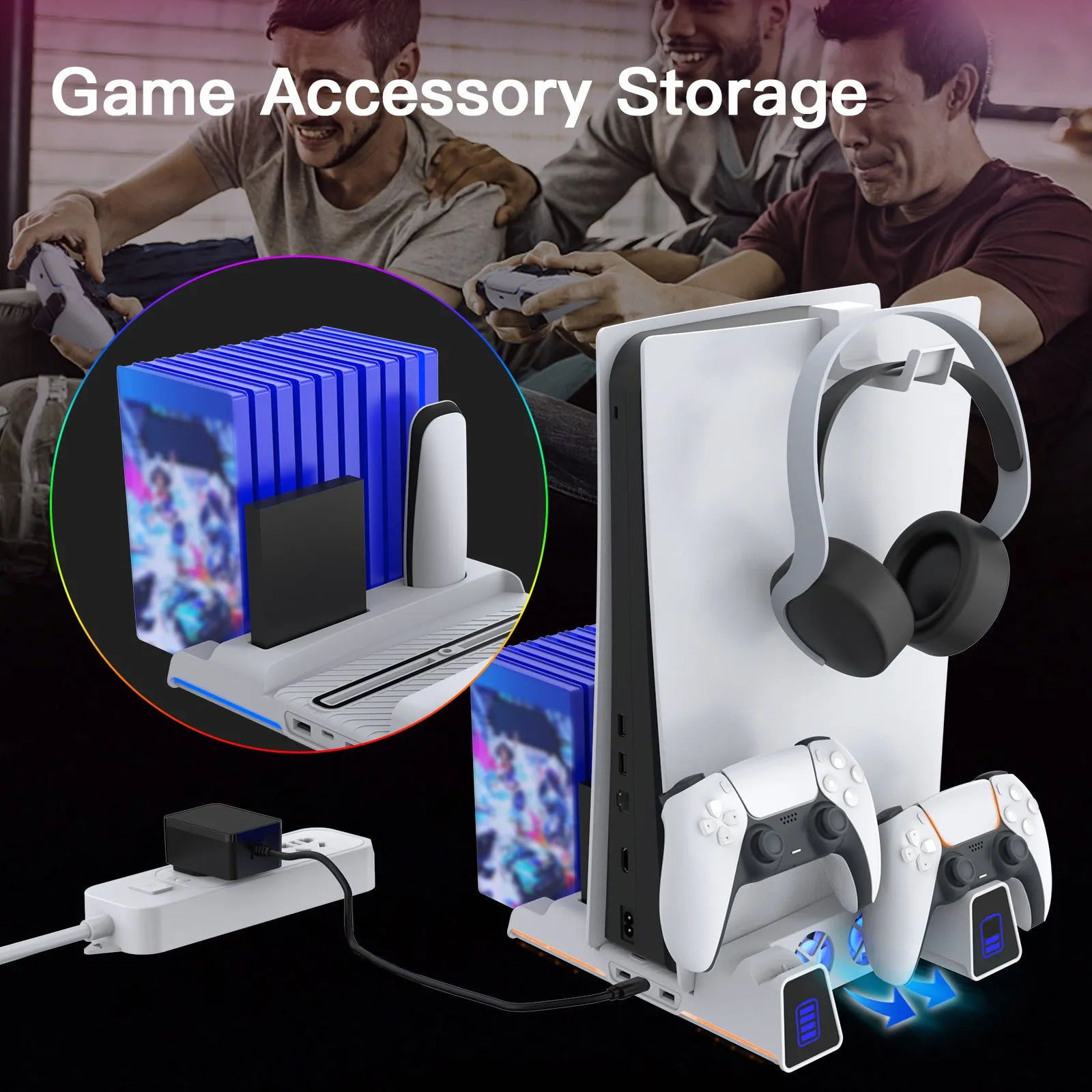 NexiGo PS5 Cooling Stand with RGB Strip Lights
