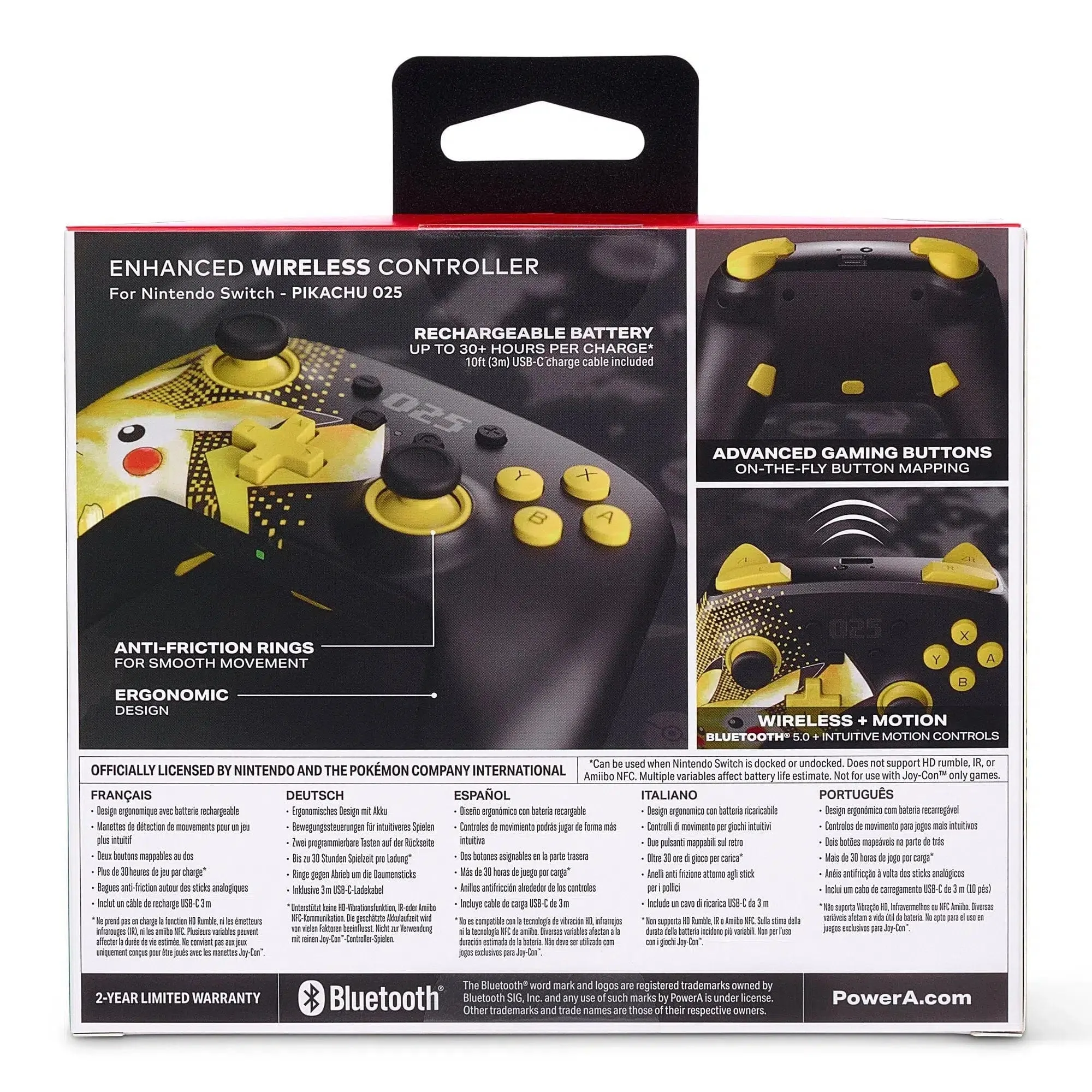 Nintendo Switch Controller (Pikachu 025 Version) - PowerA - Enhanced Wireless Controller