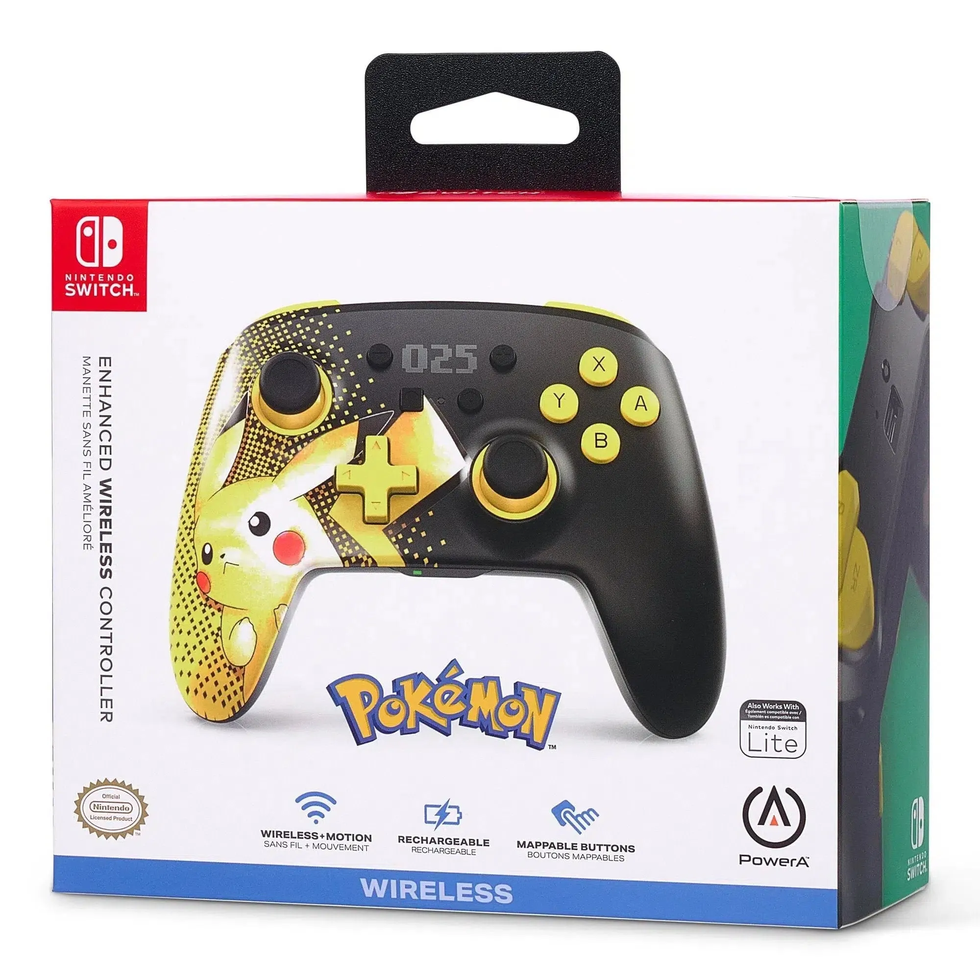 Nintendo Switch Controller (Pikachu 025 Version) - PowerA - Enhanced Wireless Controller