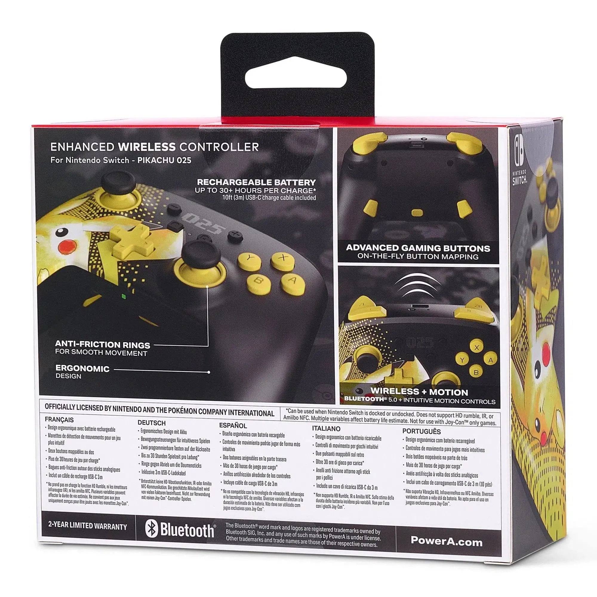 Nintendo Switch Controller (Pikachu 025 Version) - PowerA - Enhanced Wireless Controller