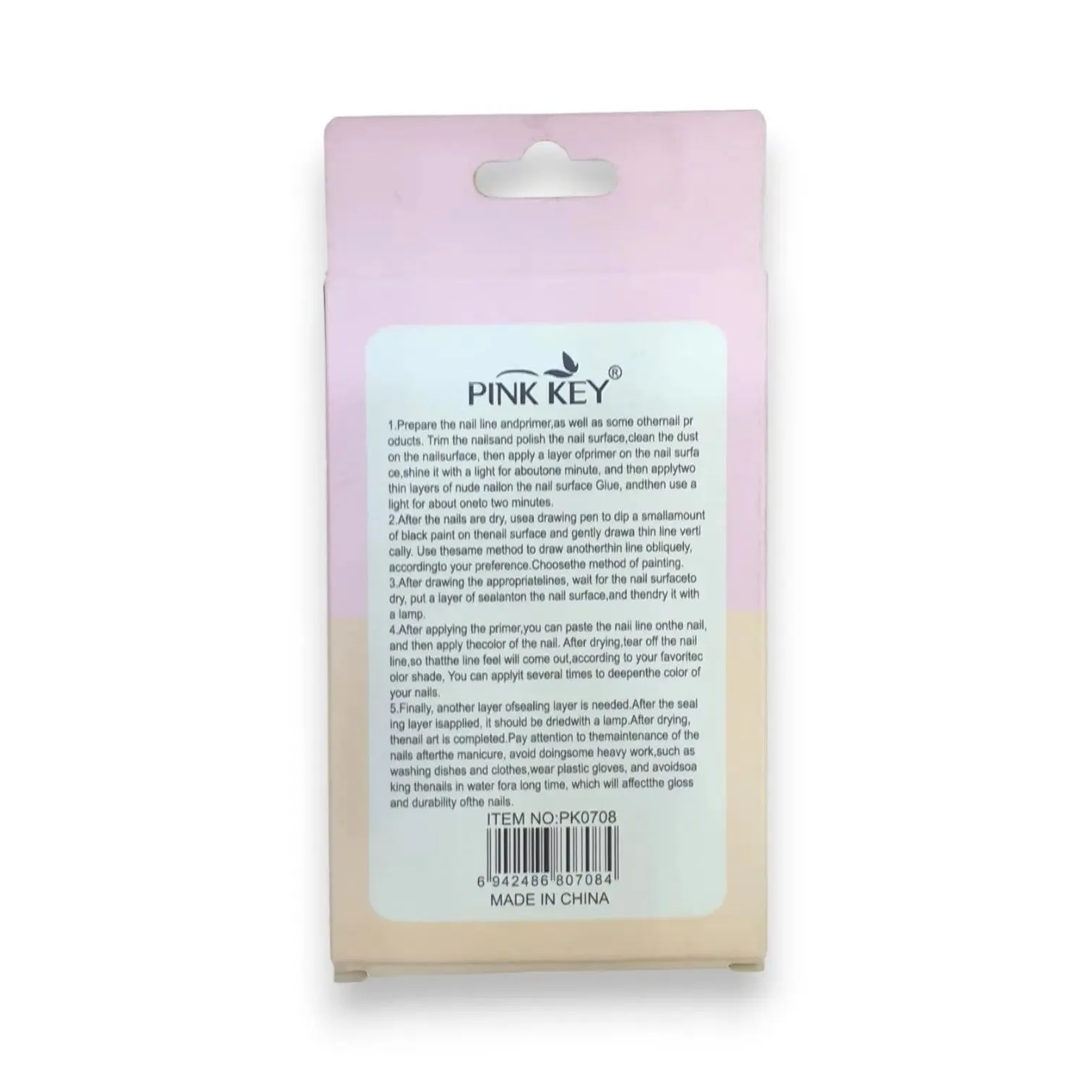 Pink Key Gel Shine Nail Tips With Crackle Effect 12 pcs