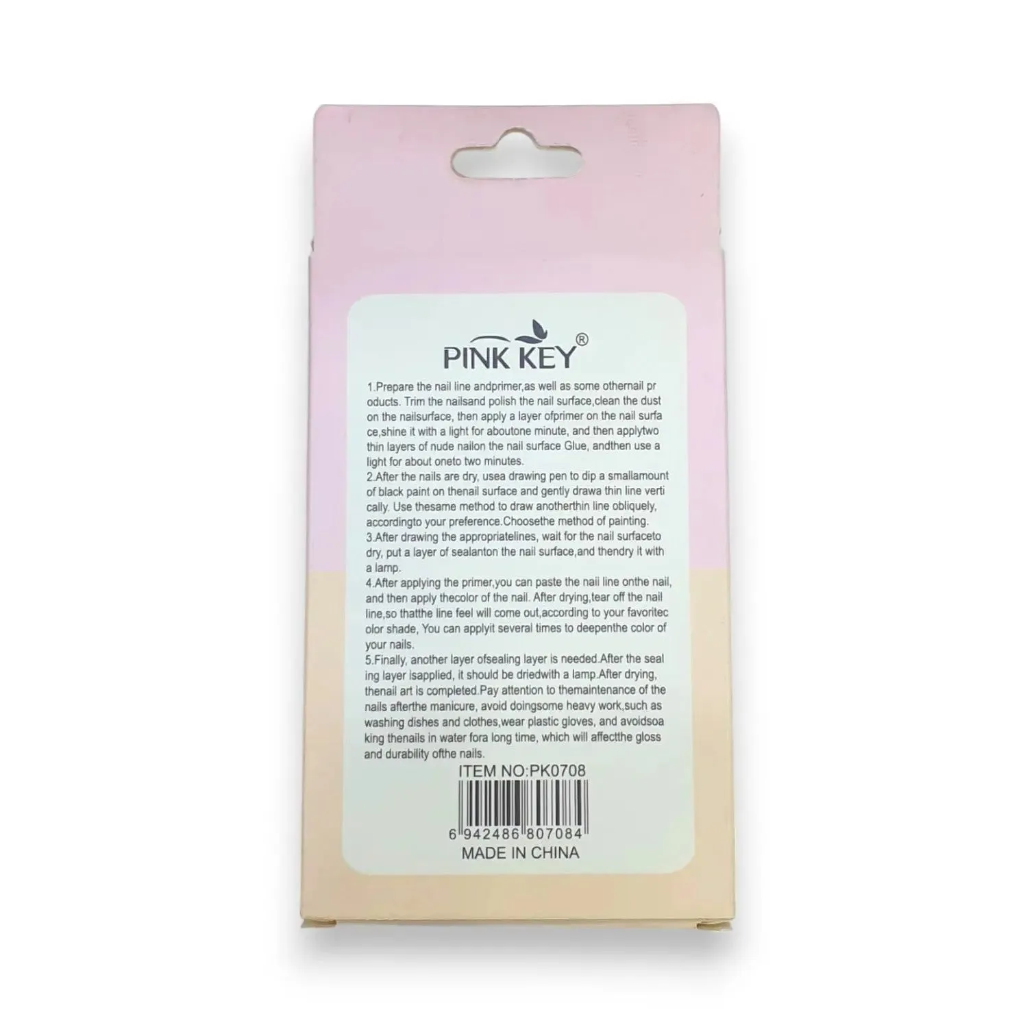 Pink Key Gel Shine Nail Tips With Crackle Effect 12 pcs