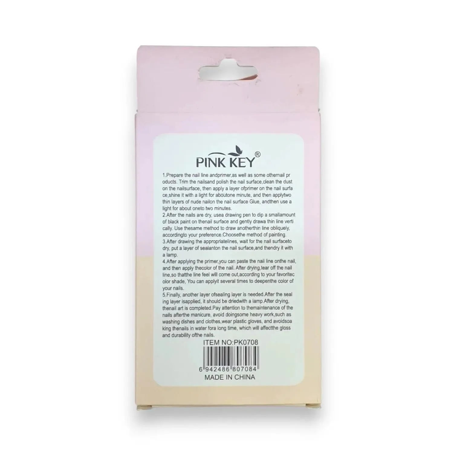 Pink Key Gel Shine Nail Tips With Crackle Effect 12 pcs