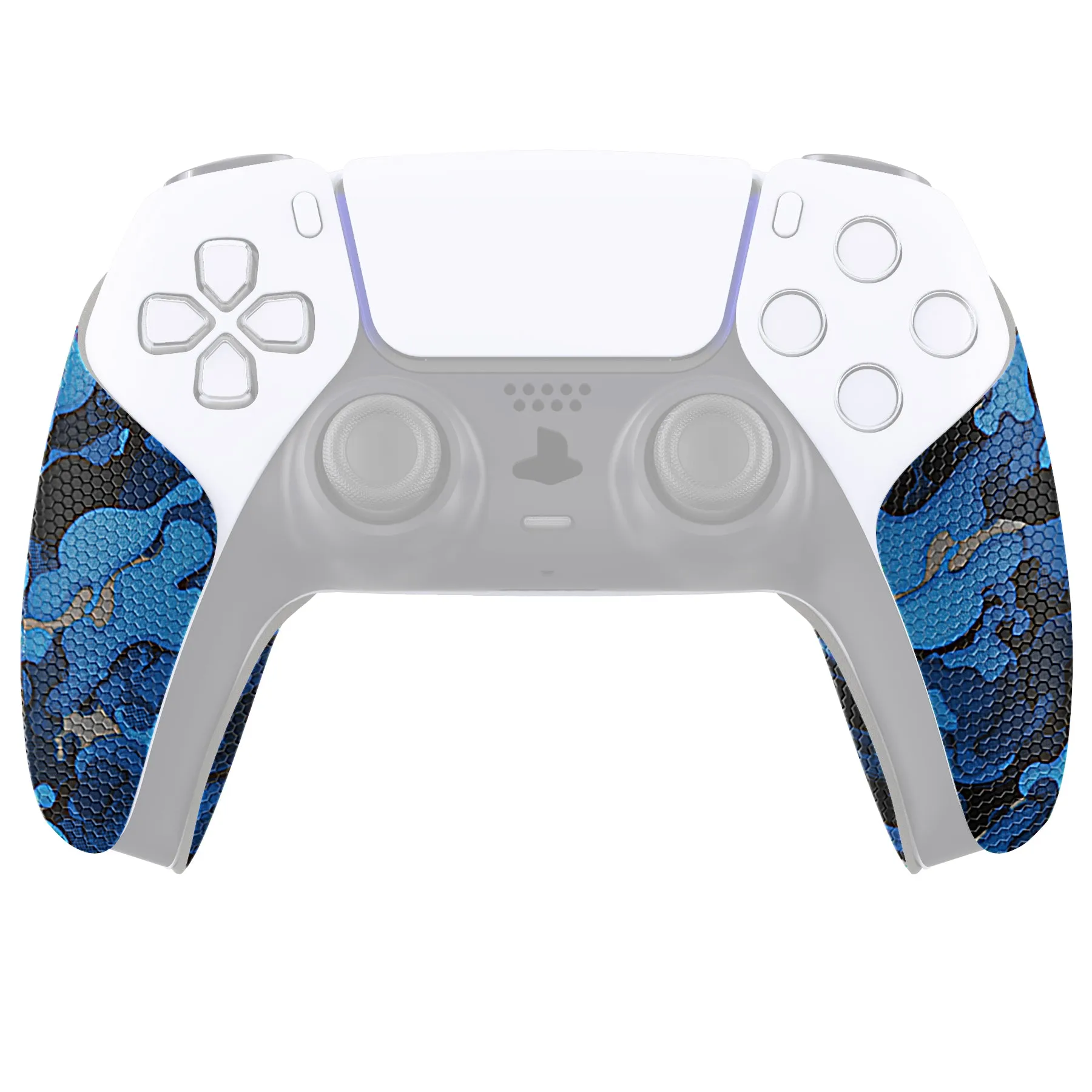 PlayVital Anti-Skid Sweat-Absorbent Controller Grip for PS5 Controller, Professional Textured Soft Rubber Pads Handle Grips for PS5 Controller - Black Blue Camouflage - PFPJ063