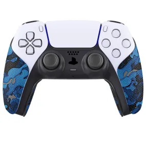 PlayVital Anti-Skid Sweat-Absorbent Controller Grip for PS5 Controller, Professional Textured Soft Rubber Pads Handle Grips for PS5 Controller - Black Blue Camouflage - PFPJ063