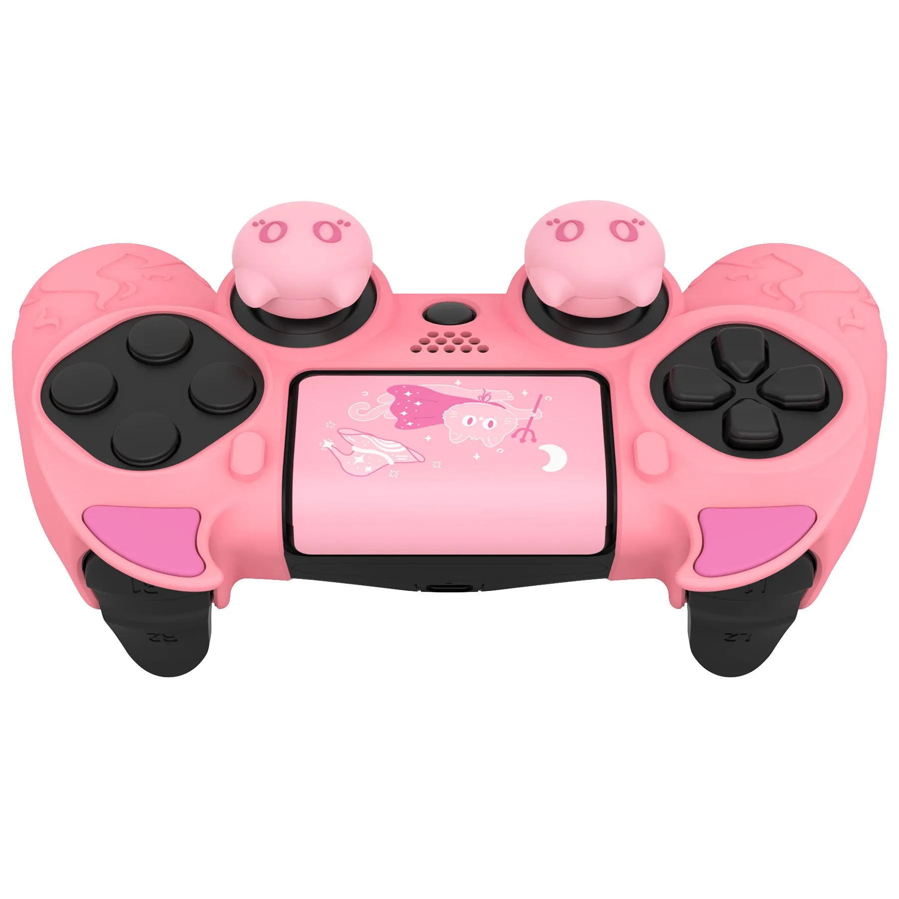 PlayVital Cute Demon Controller Skin for PS4 with Thumb Grips & Stickers, Kawaii Anti-Slip Silicone Controller Cover Grip Protector for PS4 Slim/Pro Controller - Pink - BRJP4P003