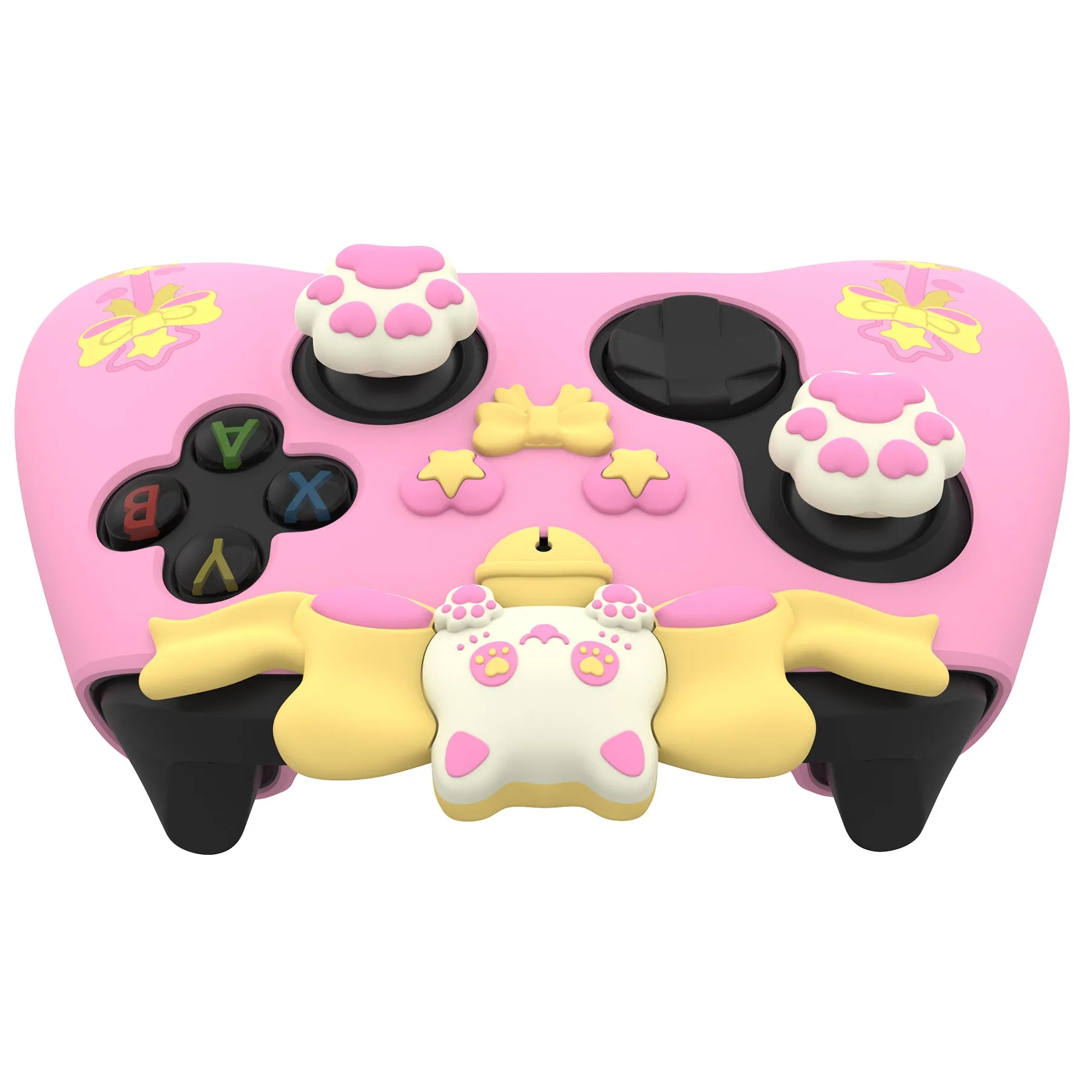 PlayVital Sweetheart Kitty Silicone Cover Compatible with Xbox Series X/S Controller with Thumb Grips and Stickers, Soft Rubber Protector with Anti-Slip Grip for Xbox Core Controller - Pink - XEEX3P001