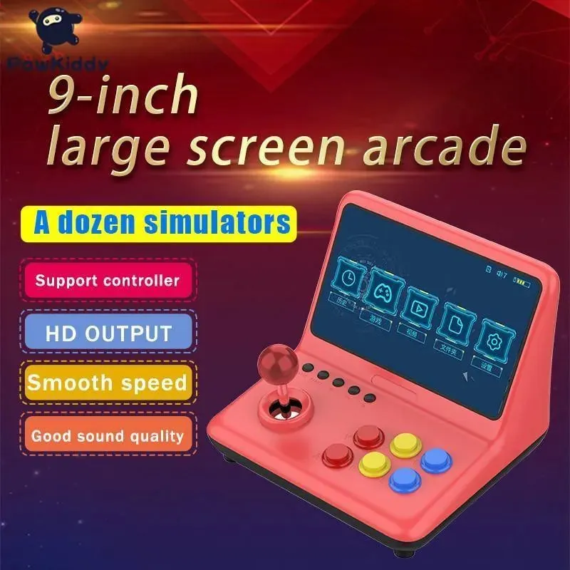 POWKIDDY A12 9 inch screen Mini Arcade 32GB Quad Core Arm A7 Retro Gaming Console Plays CPS FBA SFC GBA GBC GB GG MD PS