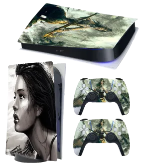 PS5 Themed Decal Sticker Wrap For Disc Edition Console - Tomb Raider