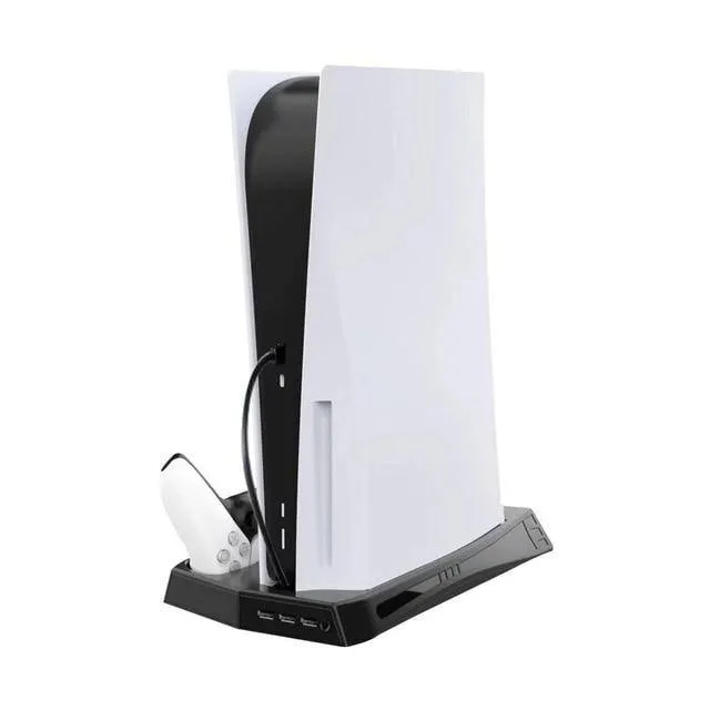 PS5 Vertical Cooling Fan Stand Digital Edition with 14 Game Slot 3 Hub Port Dual Controller Charging Station Charger for PS5