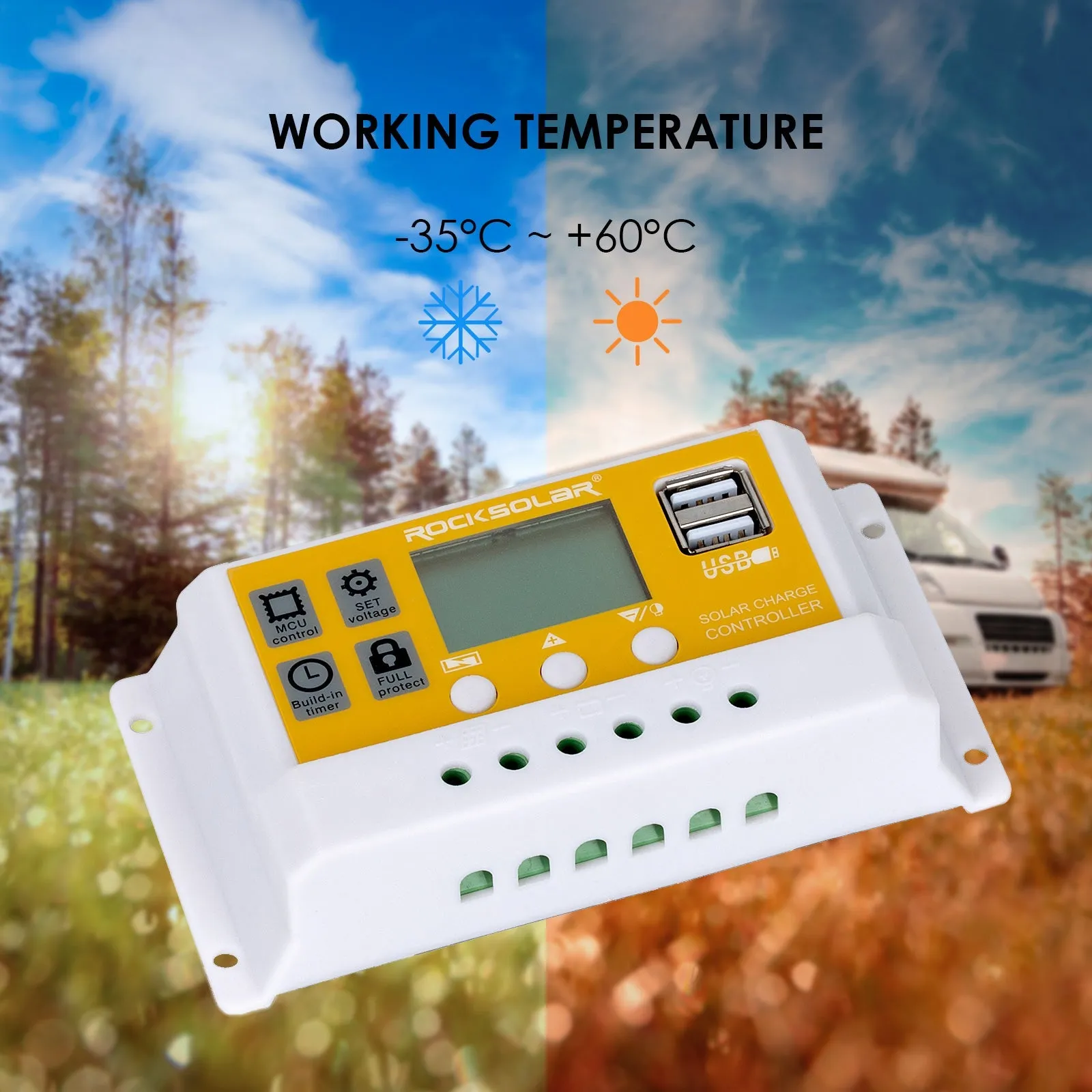 ROCKSOLAR 20A PWM Solar Charge Controller