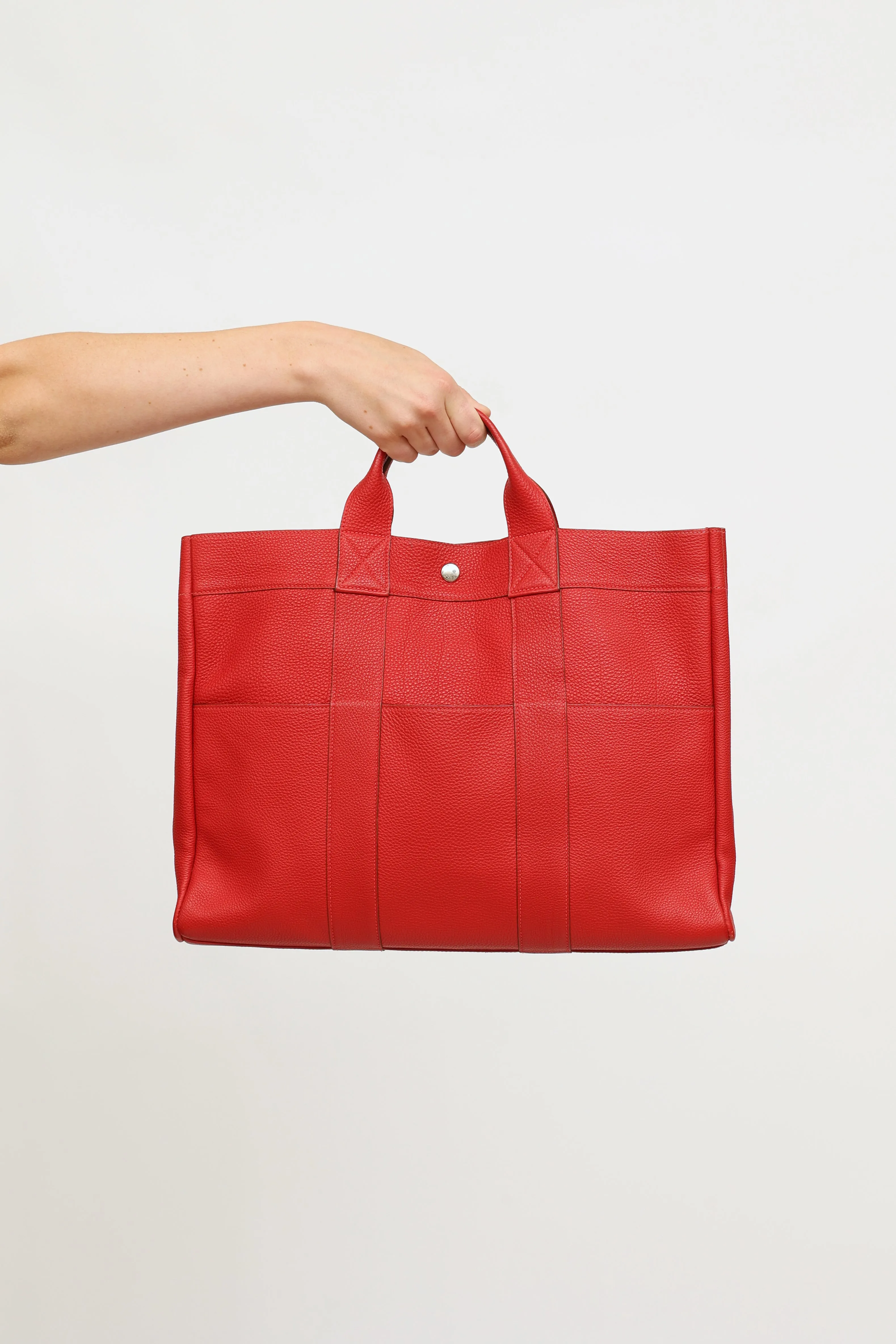 Rouge Clemence Togo Fourre Tout GM Bag