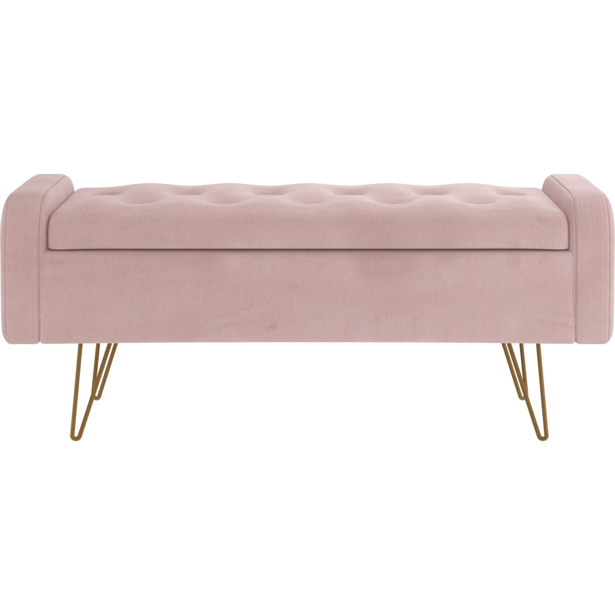 Sabel Storage Ottoman - Blush Pink/Gold
