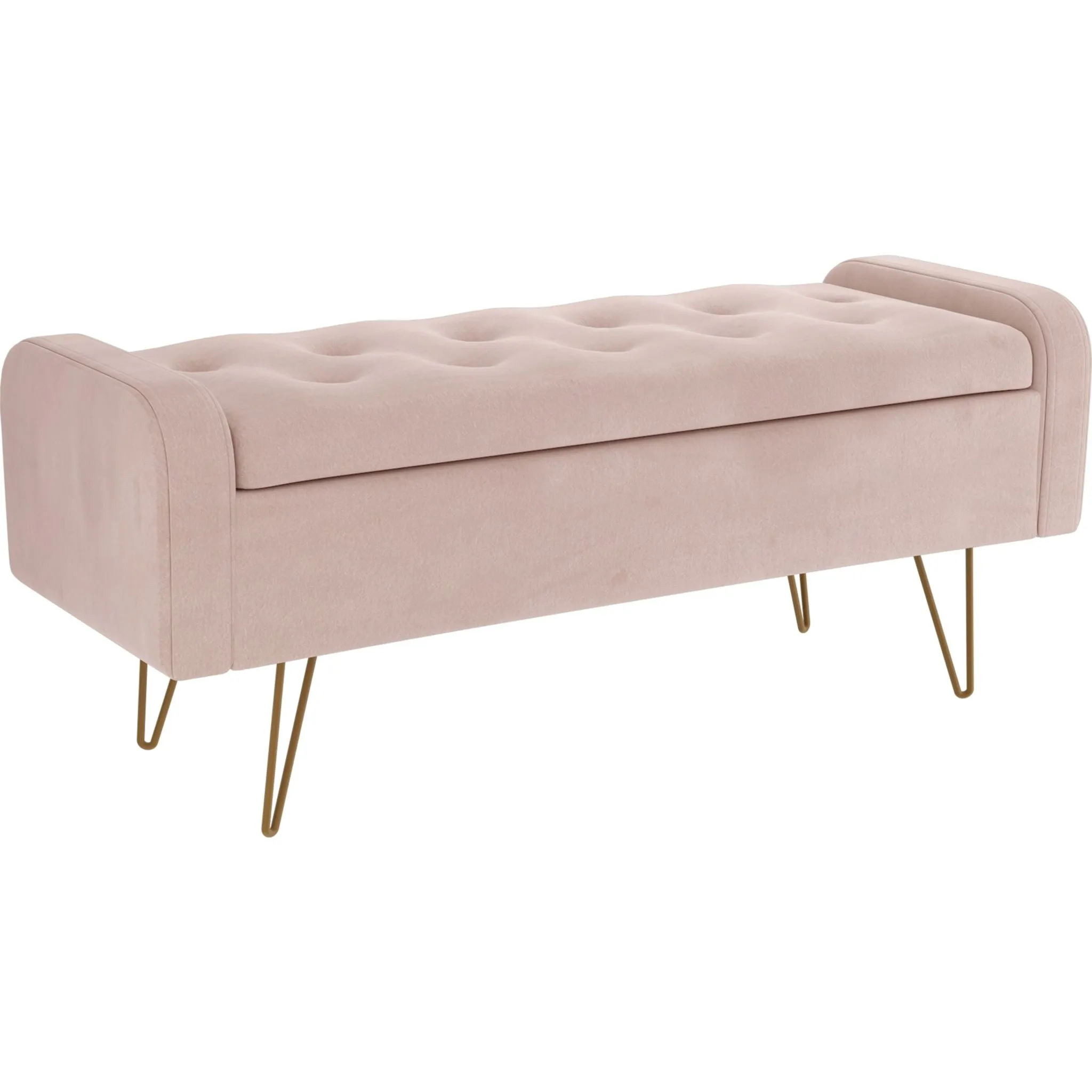 Sabel Storage Ottoman - Blush Pink/Gold