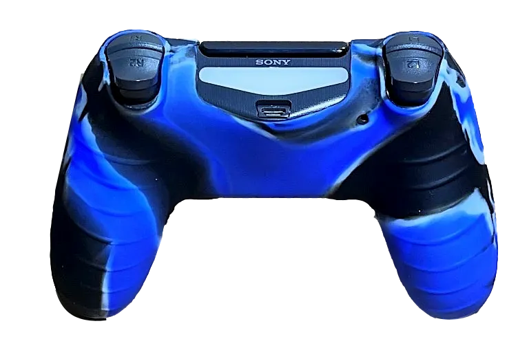 Silicone Cover For PS4 Controller Case Skin - Black/Blue Swirls