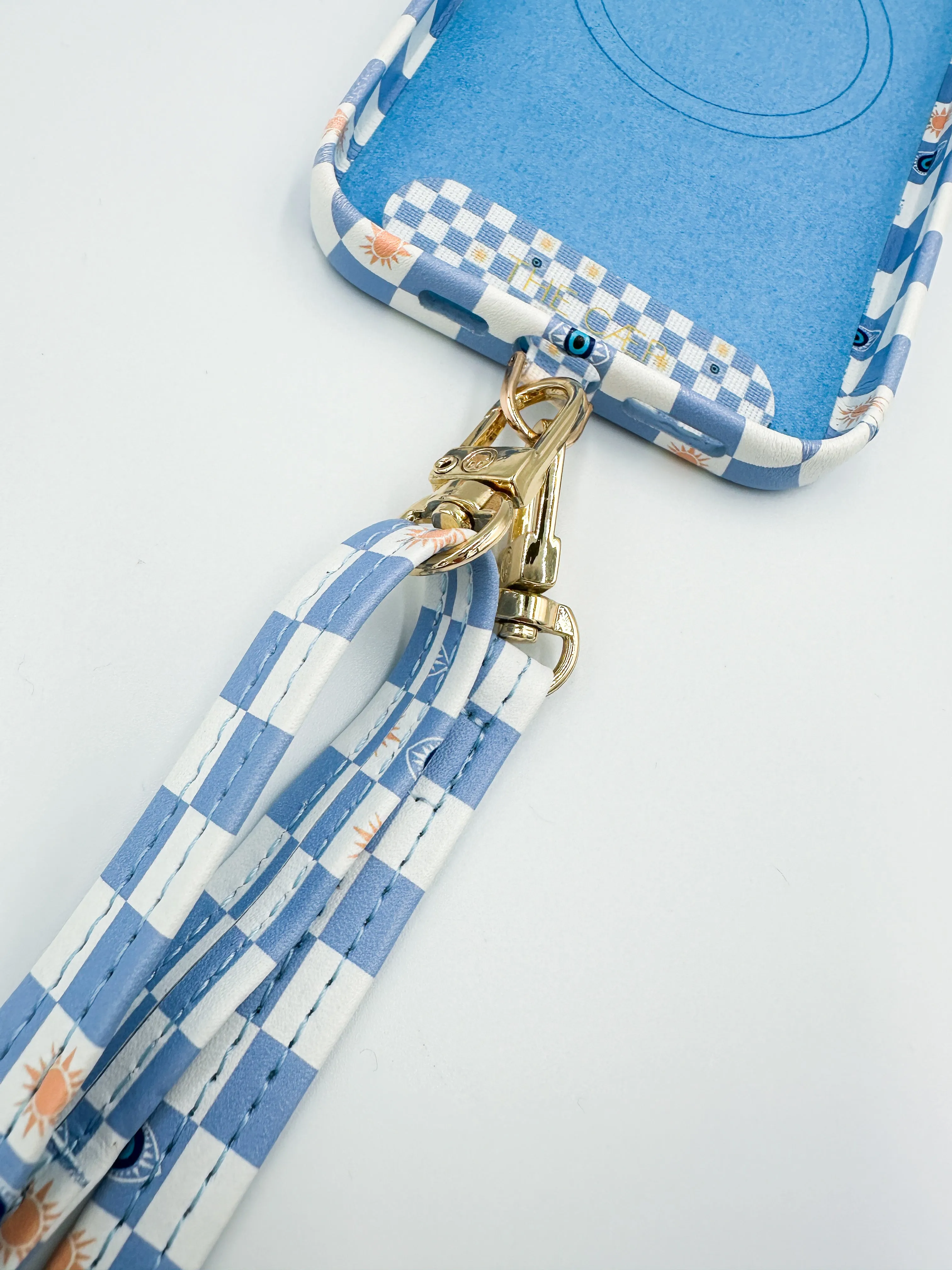Single Evil Eye Checkered Phone Strap - Final Sale