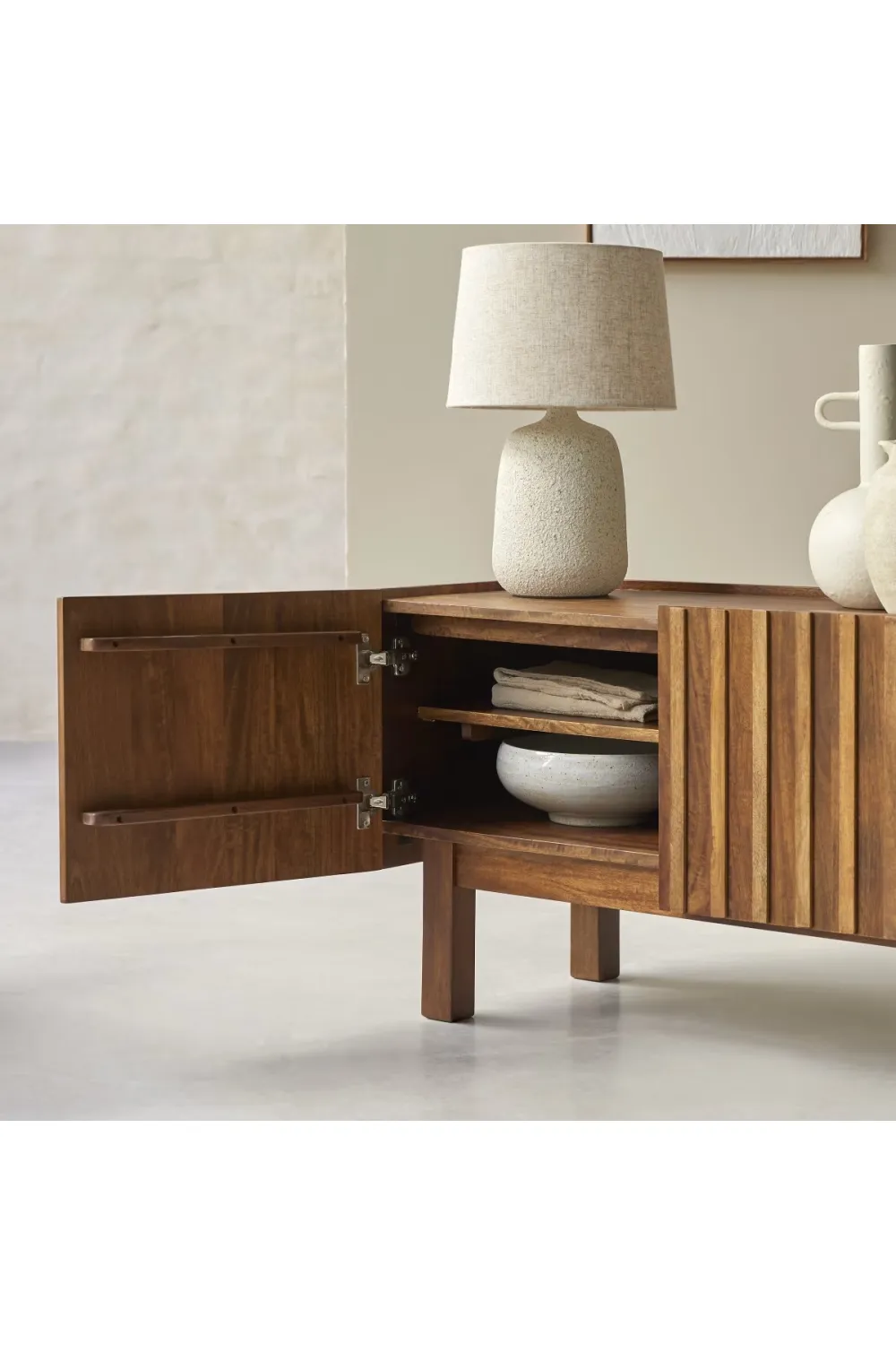 Slatted Mango Wood TV Unit | Tikamoon Milo