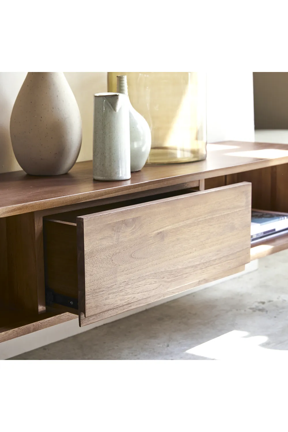 Solid Teak Wall-Mounted TV Unit | Tikamoon Circa