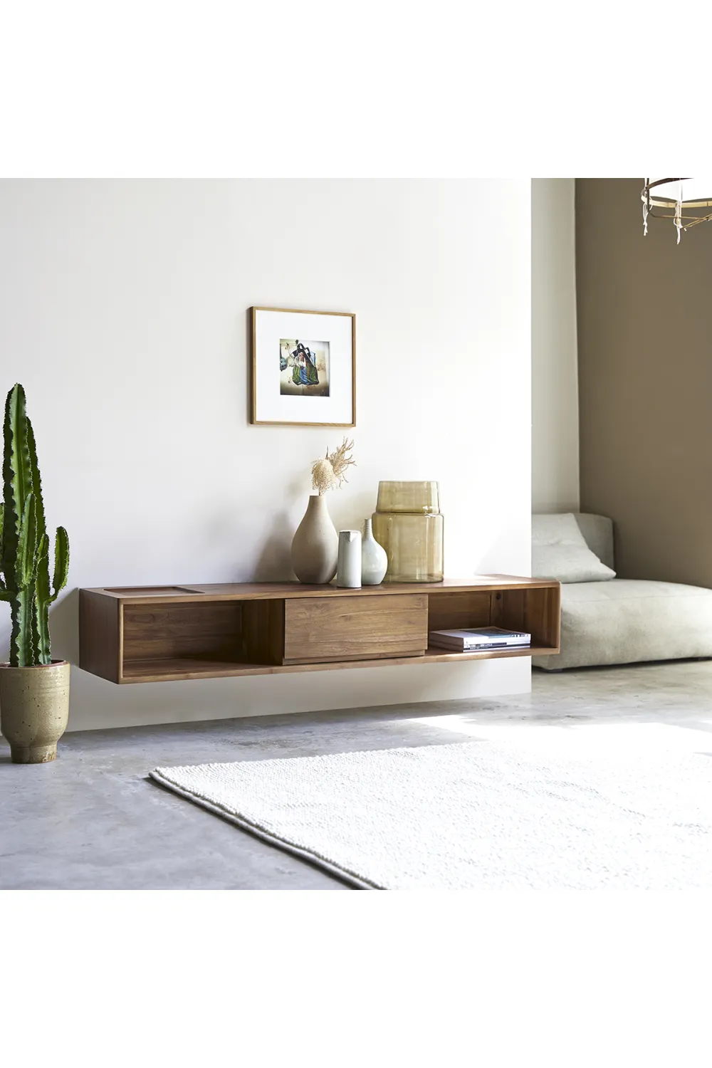 Solid Teak Wall-Mounted TV Unit | Tikamoon Circa