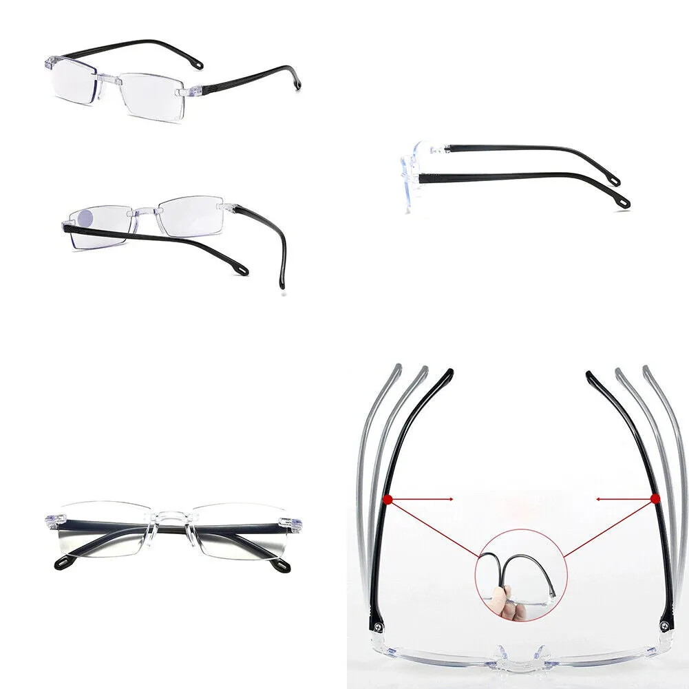 US 5-10 Pc Rectangular Rimless Blue Light Blocking Reading Glasses Unisex Reader
