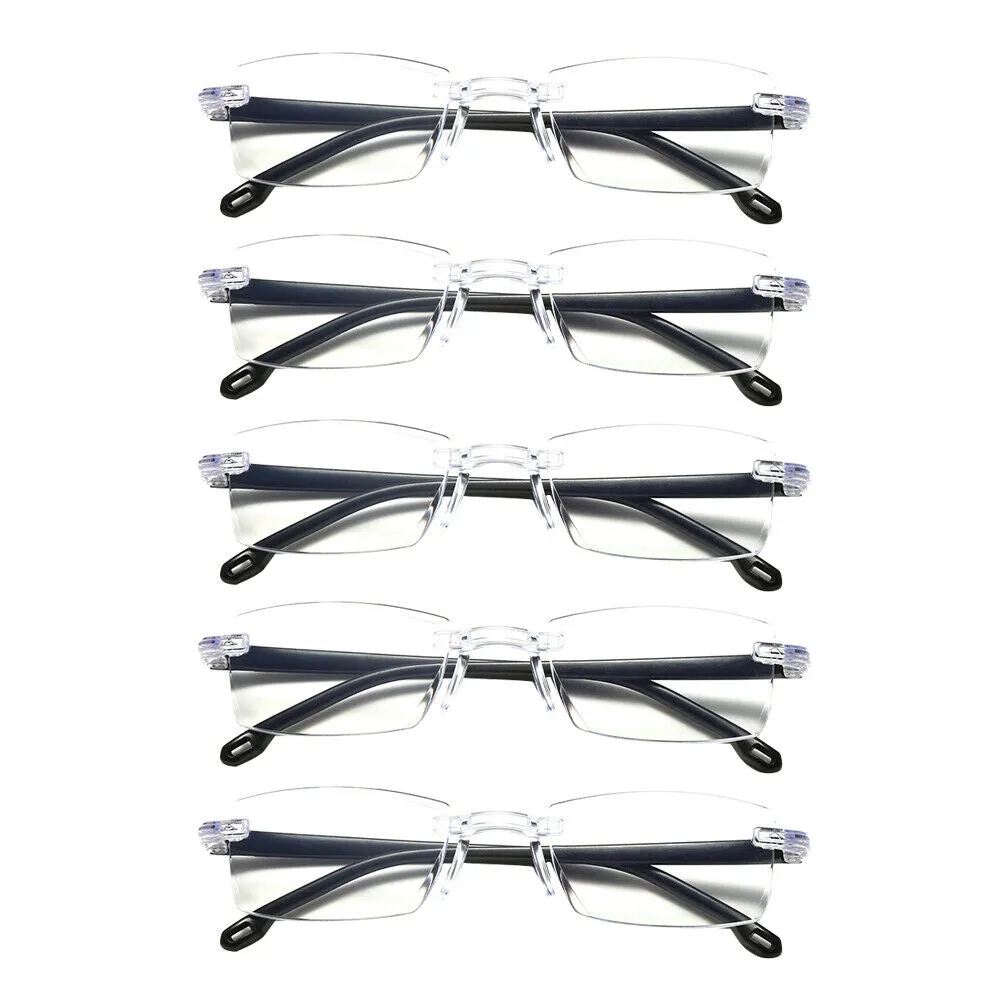 US 5-10 Pc Rectangular Rimless Blue Light Blocking Reading Glasses Unisex Reader
