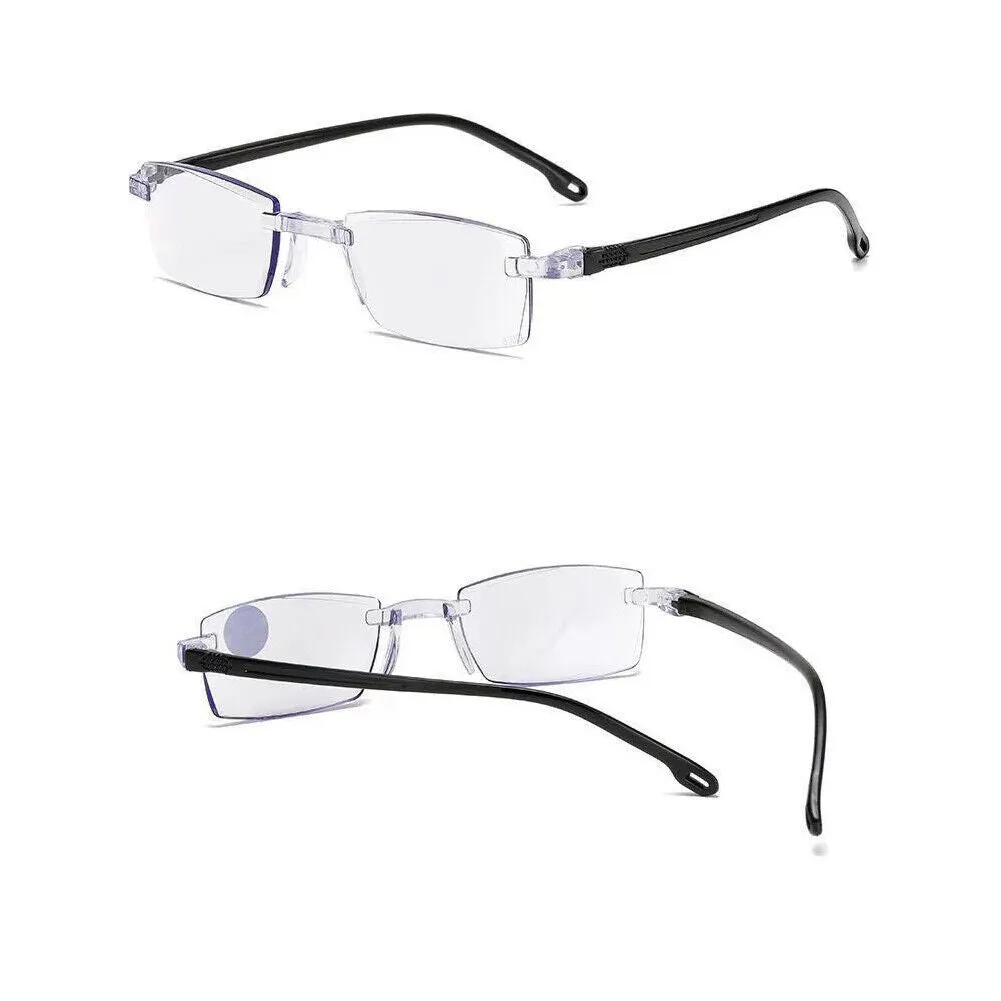 US 5-10 Pc Rectangular Rimless Blue Light Blocking Reading Glasses Unisex Reader