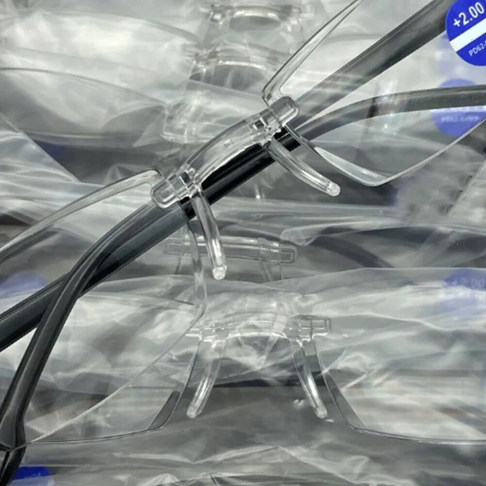 US 5-10 Pc Rectangular Rimless Blue Light Blocking Reading Glasses Unisex Reader