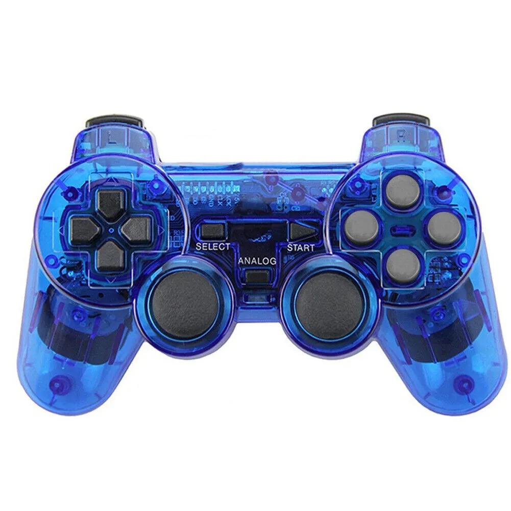 US Sony PS2 Wireless 2.4GHz Dual Vibration Controller Gamepad Transparent Color