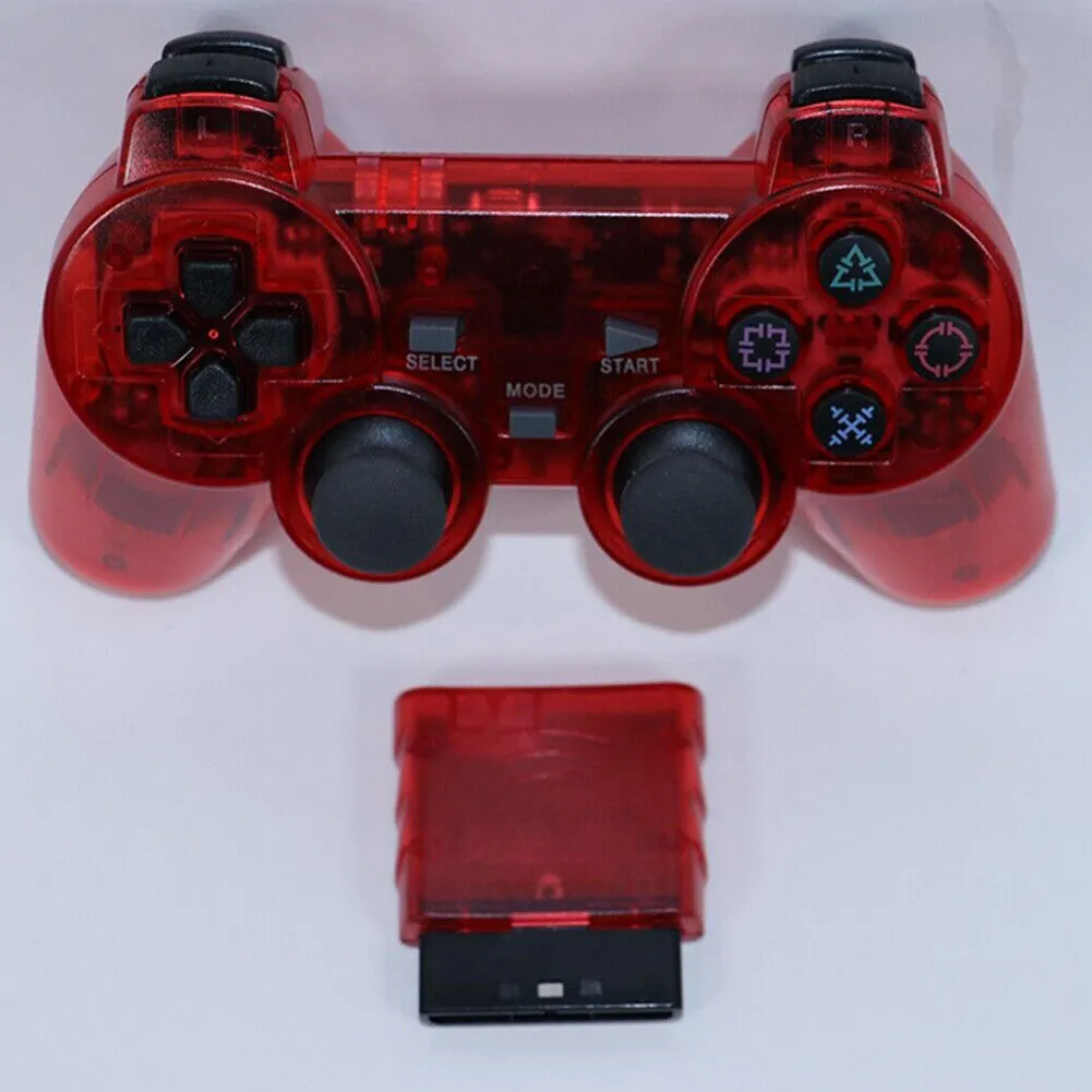 US Sony PS2 Wireless 2.4GHz Dual Vibration Controller Gamepad Transparent Color
