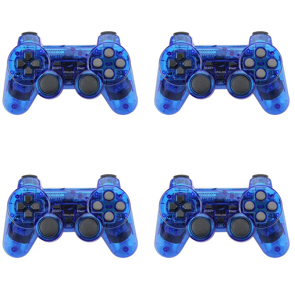 US Sony PS2 Wireless 2.4GHz Dual Vibration Controller Gamepad Transparent Color