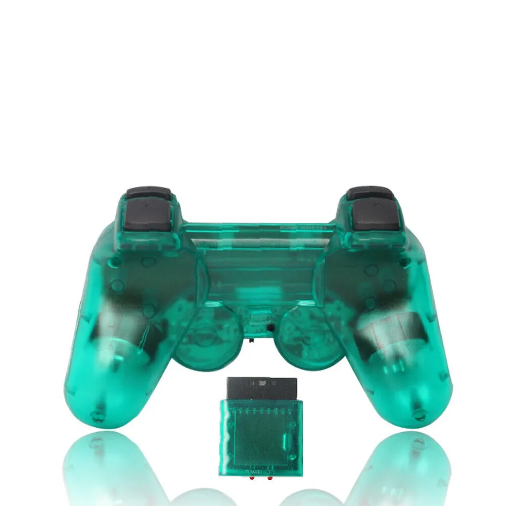 US Sony PS2 Wireless 2.4GHz Dual Vibration Controller Gamepad Transparent Color