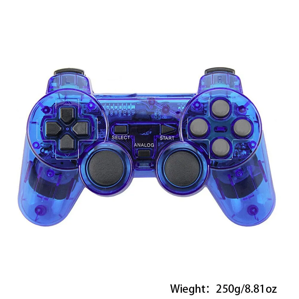 US Sony PS2 Wireless 2.4GHz Dual Vibration Controller Gamepad Transparent Color