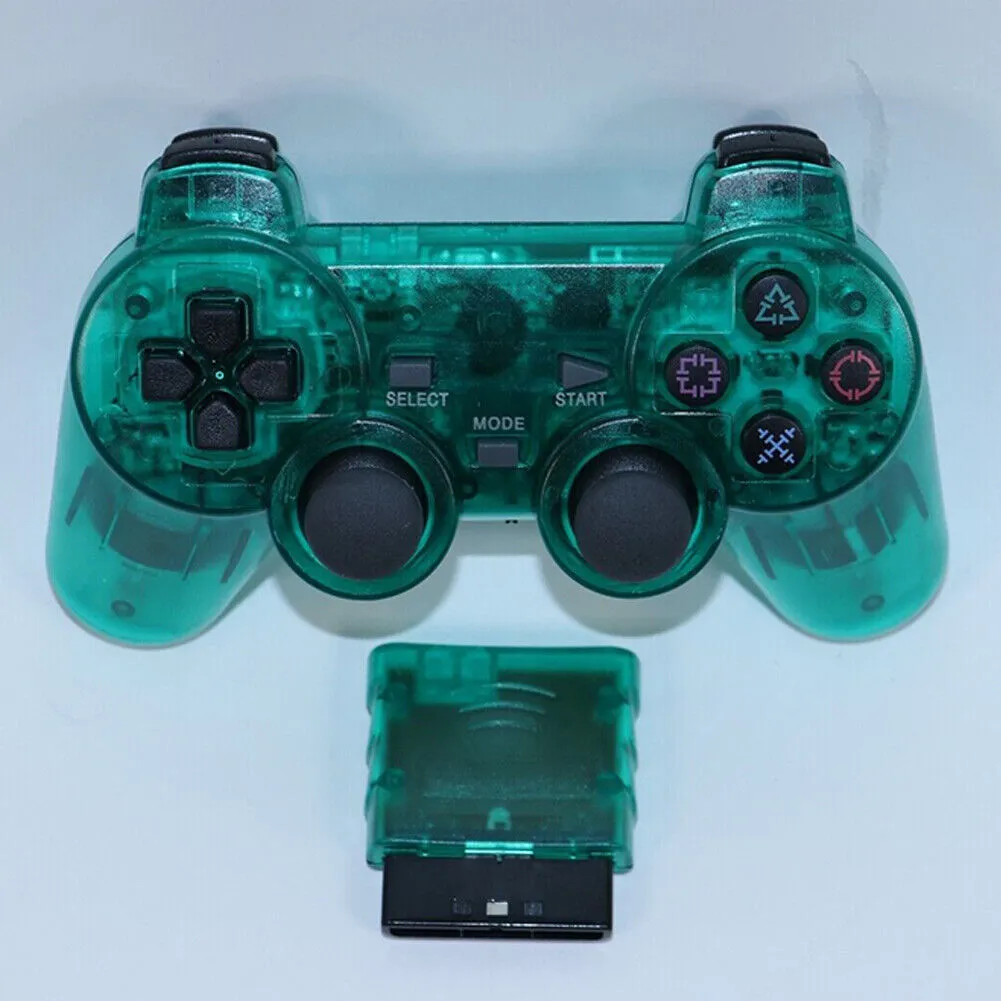 US Sony PS2 Wireless 2.4GHz Dual Vibration Controller Gamepad Transparent Color