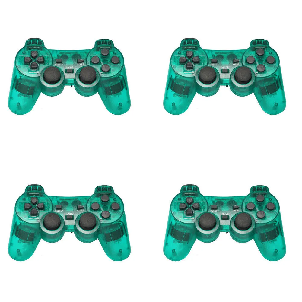 US Sony PS2 Wireless 2.4GHz Dual Vibration Controller Gamepad Transparent Color