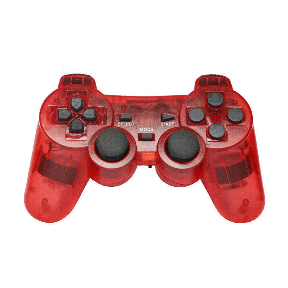 US Sony PS2 Wireless 2.4GHz Dual Vibration Controller Gamepad Transparent Color