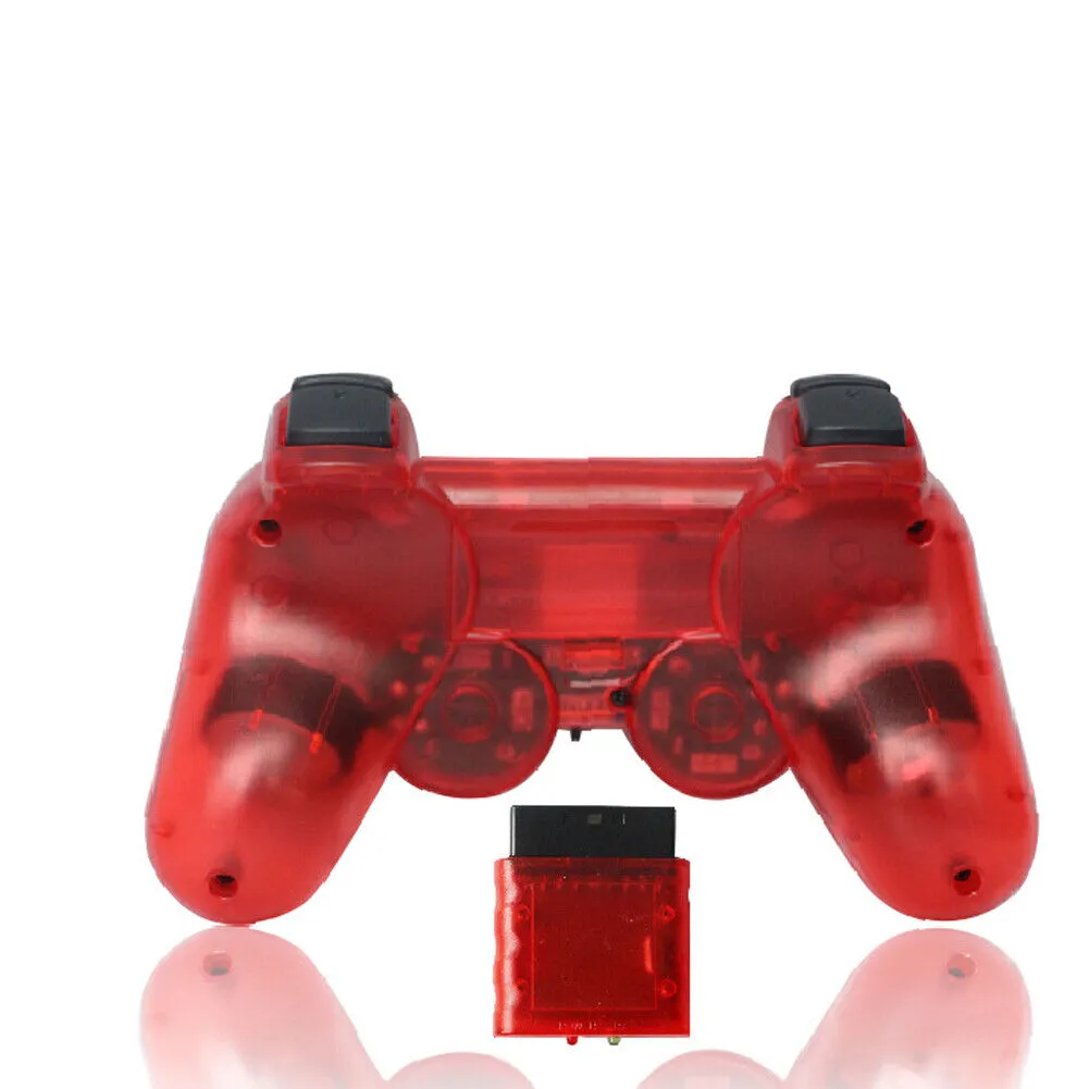 US Sony PS2 Wireless 2.4GHz Dual Vibration Controller Gamepad Transparent Color