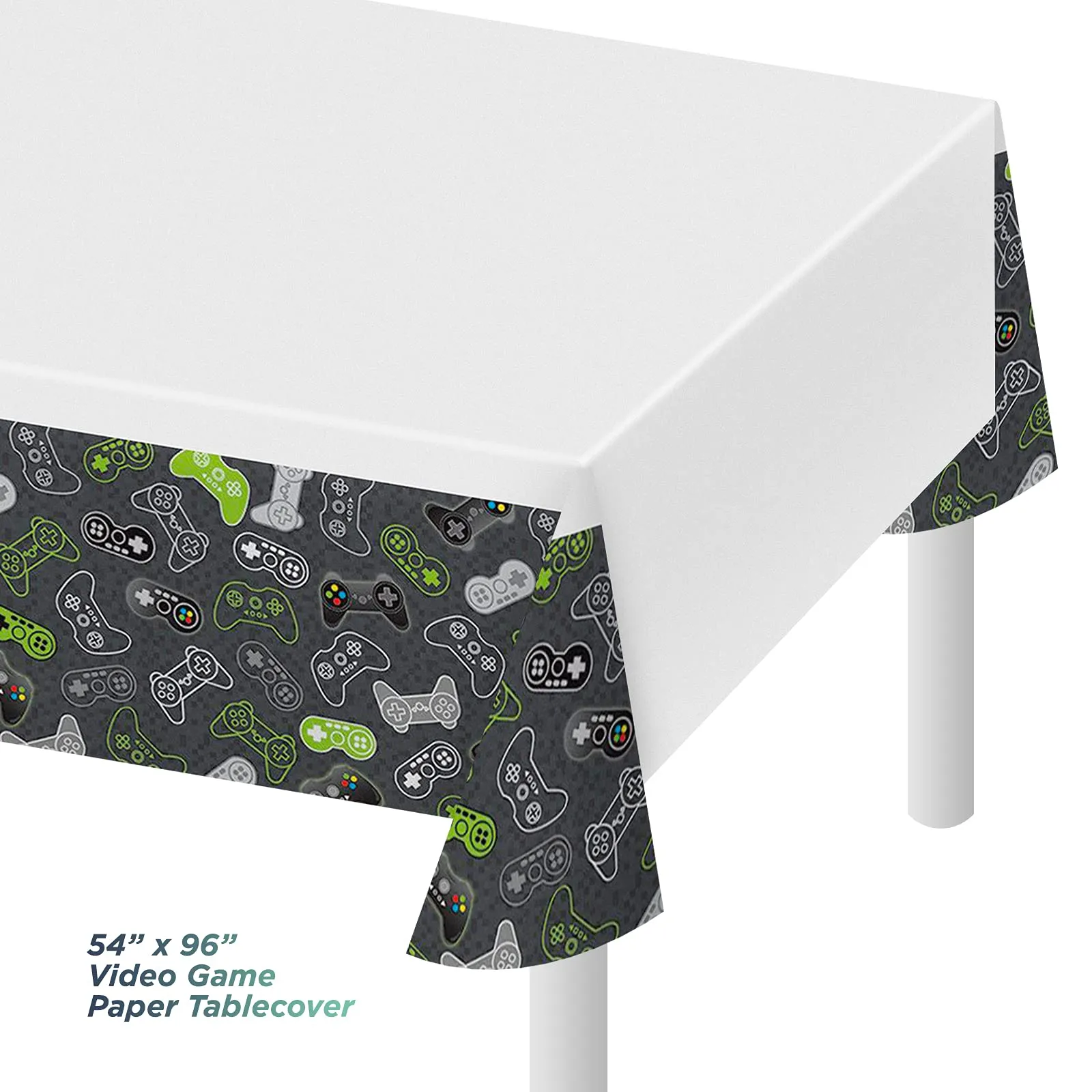 Video Game Party Level Up Gamer Paper Dessert Plates, Napkins, Cups, Table Cover, and Balloons (Serves 16)